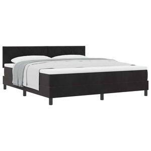 vidaXL Lit &agrave; ressorts avec matelas Noir 180 x 200 cm Velours