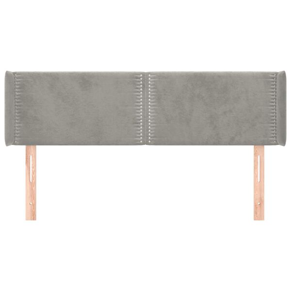vidaXL T&ecirc;te de lit avec oreilles Gris clair 147x16x78/88 cm Velours
