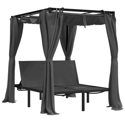 vidaXL Chaise longue double avec rideaux latéraux et supérieurs