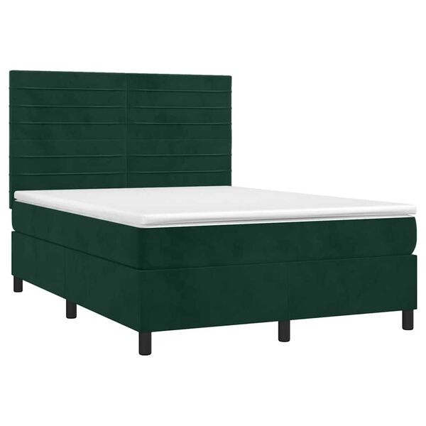 vidaXL Sommier &agrave; lattes de lit et matelas Vert fonc&eacute; 140x200cm Velours