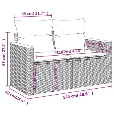 vidaXL Salon de jardin avec coussins 7 pcs beige résine tressée