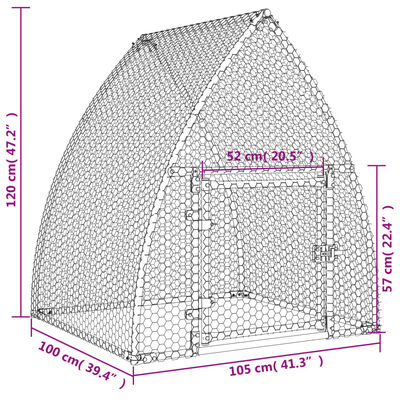 vidaXL Cage pour poules argenté 100x105x120 cm acier galvanisé