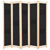 vidaXL Cloison de s&eacute;paration 5 panneaux Noir 200 x 170 x 4 cm Tissu