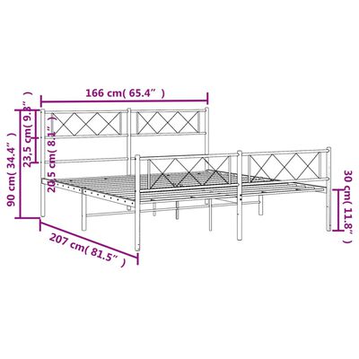 vidaXL Cadre de lit métal sans matelas et pied de lit blanc 160x200 cm