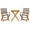 vidaXL Ensemble de bistro 3 pcs gris polypropylène et bois massif