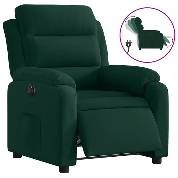 vidaXL Fauteuil inclinable &eacute;lectrique vert fonc&eacute; velours
