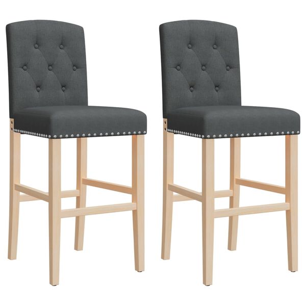 vidaXL Chaises de bar lot de 2 bois massif d'h&eacute;v&eacute;a et tissu