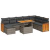 vidaXL Salon de jardin avec coussins 9 pcs gris r&eacute;sine tress&eacute;e acacia
