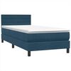 vidaXL Sommier &agrave; lattes de lit et matelas bleu fonc&eacute; 90x210 cm velours