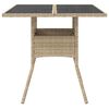 vidaXL Table de jardin dessus en verre beige 80x80x75cm résine tressée
