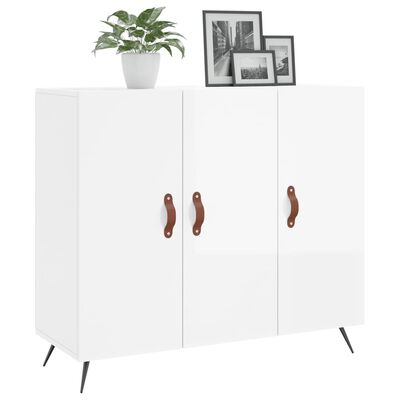 vidaXL Buffet blanc brillant 90x34x80 cm bois d'ingénierie