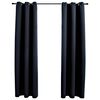 vidaXL Rideaux occultants avec anneaux 2 pi&egrave;ces Noir 97x213 cm Tissu
