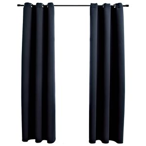 vidaXL Rideaux occultants avec anneaux 2 pi&egrave;ces Noir 97x213 cm Tissu