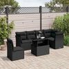 vidaXL Salon de jardin 7 pcs avec coussins noir r&eacute;sine tress&eacute;e