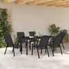 vidaXL Ensemble de salle &agrave; manger pour jardin 7 pcs Noir