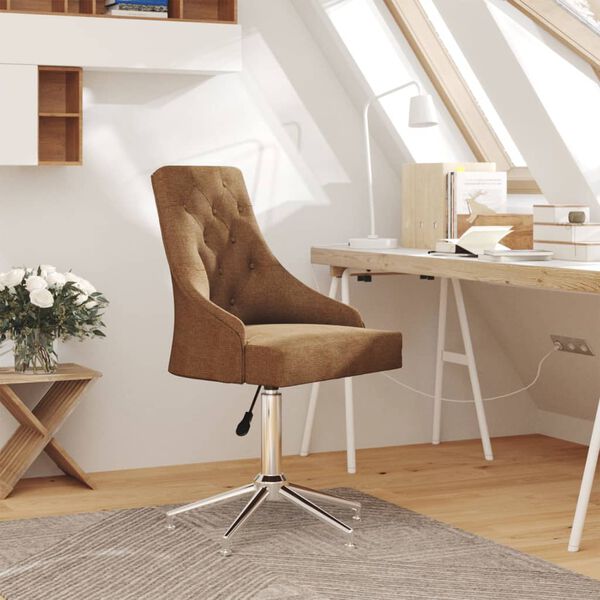 vidaXL Chaise pivotante de salle &agrave; manger Marron Tissu