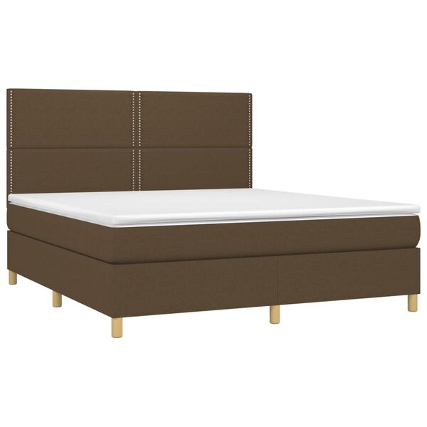 vidaXL Sommier &agrave; lattes de lit matelas et LED Marron fonc&eacute; 180x200cm