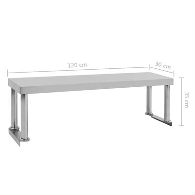 vidaXL Étagère de table de travail 120x30x35 cm Acier inoxydable