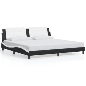 vidaXL Cadre de lit sans matelas Zadar noir et blanc 200x200 cm similicuir