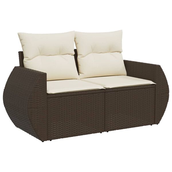 vidaXL Salon de jardin avec coussins 7 pcs marron résine tressée