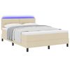 vidaXL Lit &agrave; ressorts avec matelas avec LED Cr&egrave;me 140 x 190 cm tissu