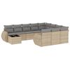 vidaXL Salon de jardin 11 pcs avec coussins beige r&eacute;sine tress&eacute;e