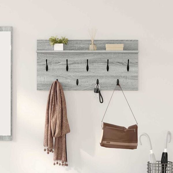 vidaXL Porte-manteau mural avec &eacute;tag&egrave;re Gris Sonoma 80 x 40 x 12 cm