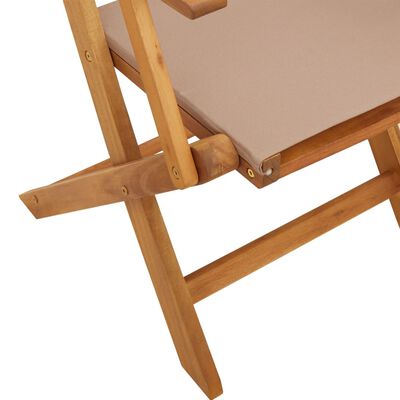 vidaXL Chaises de jardin lot de 2 taupe bois d'acacia massif et tissu