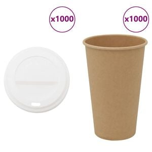 vidaXL Tasses &agrave; caf&eacute; en papier avec couvercles 1000 pcs 16oz 400ml