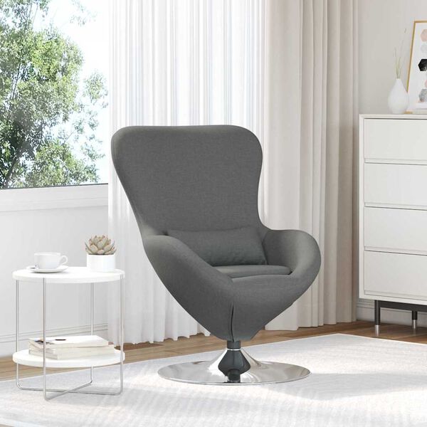 vidaXL Fauteuil &oelig;uf Gris fonc&eacute; 63 x 73 x 90 cm tissu