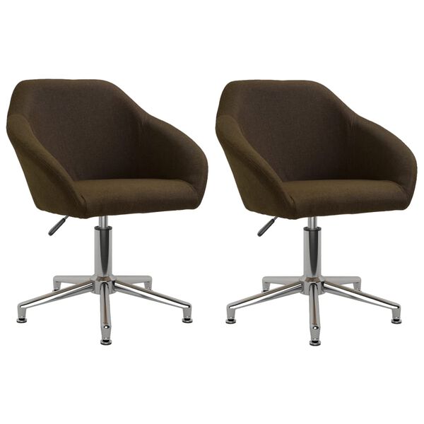 vidaXL Chaises pivotantes &agrave; manger lot de 2 marron fonc&eacute; tissu