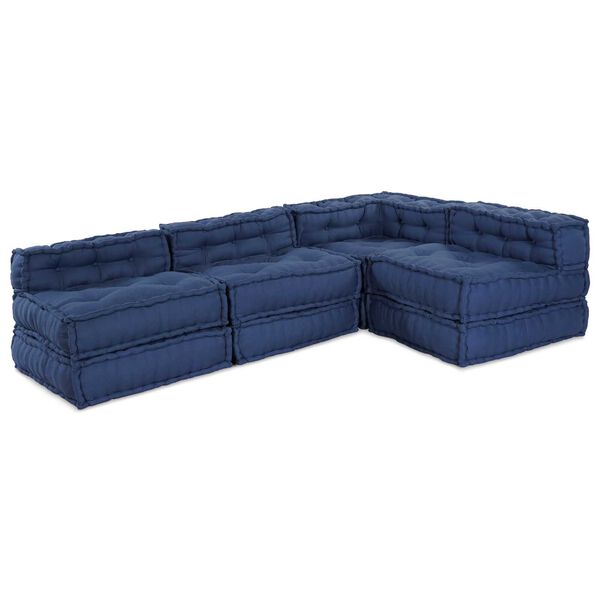 vidaXL Canapé modulaire 4 pcs Indigo tissu