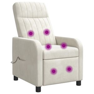 vidaXL Fauteuil de massage inclinable Cr&egrave;me Velours (V)