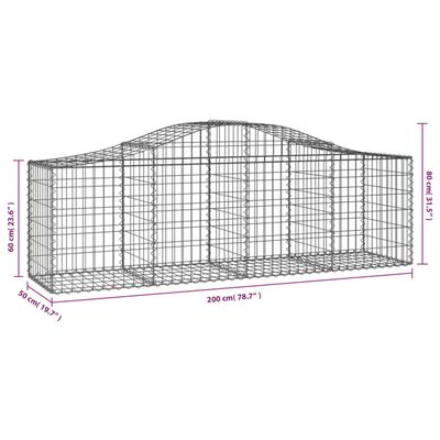 vidaXL Paniers à gabions arqués 30 pcs 200x50x60/80 cm fer galvanisé