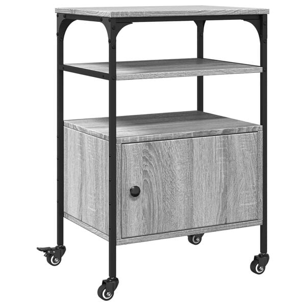 vidaXL Support d'imprimante &agrave; 3 niveaux sonoma gris 50x40x76 cm