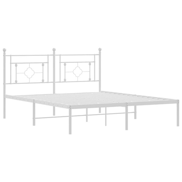 vidaXL Cadre de lit m&eacute;tal sans matelas et t&ecirc;te de lit blanc 160x200 cm