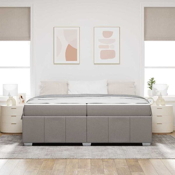vidaXL Cadre de lit avec matelas Taupe 200 x 200 cm tissu