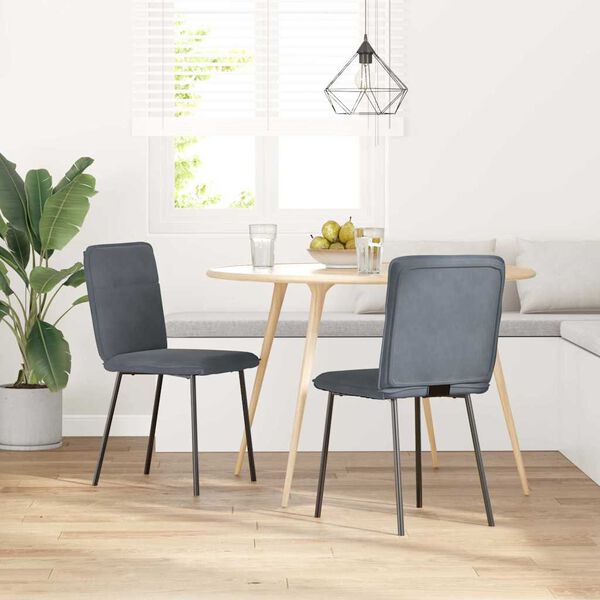 vidaXL Chaises à manger lot de 2 Gris foncé Velours