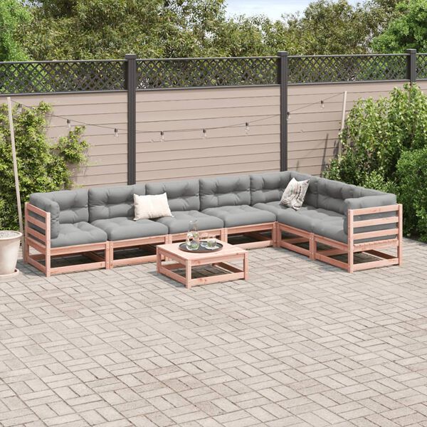 vidaXL Salon de jardin 8 pcs avec coussins sapin douglas solide