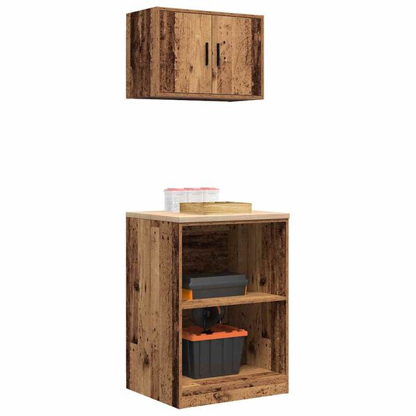 vidaXL Armoires de garage 2 pcs vieux bois bois d'ing&eacute;nierie