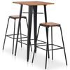 vidaXL Mobilier de bar 3 pcs Acier Noir et marron