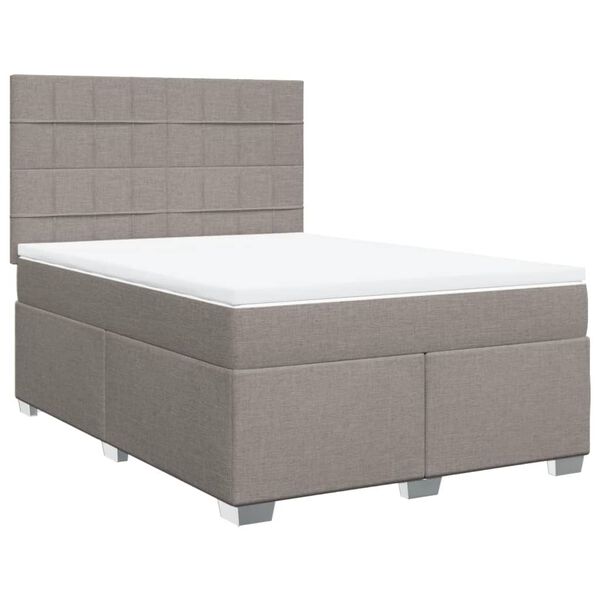 vidaXL Sommier &agrave; lattes de lit avec matelas Taupe 140x190 cm Tissu