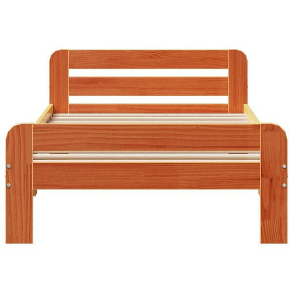 vidaXL Cadre de lit sans matelas cire marron 90x200 cm bois pin massif