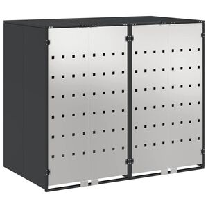 vidaXL Rangement de poubelle &agrave; roulettes pour 3 poubelles Anthracite
