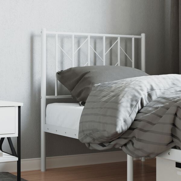 vidaXL T&ecirc;te de lit de remplacement m&eacute;tal blanc 75 cm