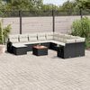 vidaXL Salon de jardin 12 pcs avec coussins noir r&eacute;sine tress&eacute;e