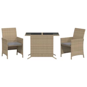 vidaXL Ensemble de bistro 3 pcs coussins m&eacute;lange beige r&eacute;sine tress&eacute;e