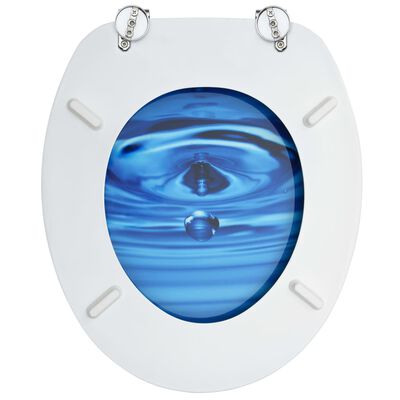 vidaXL Sièges de toilette avec couvercle 2 pcs MDF Bleu Gouttes d'eau