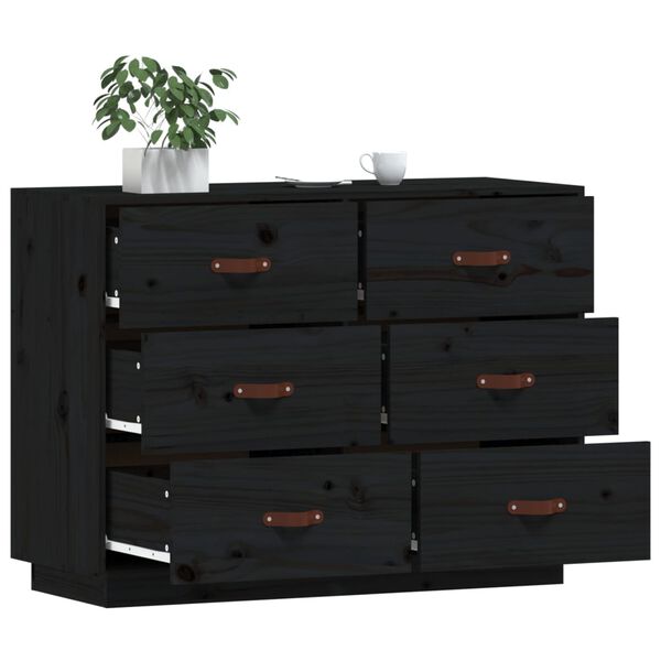 vidaXL Buffet Noir 100x40x75 cm Bois massif de pin