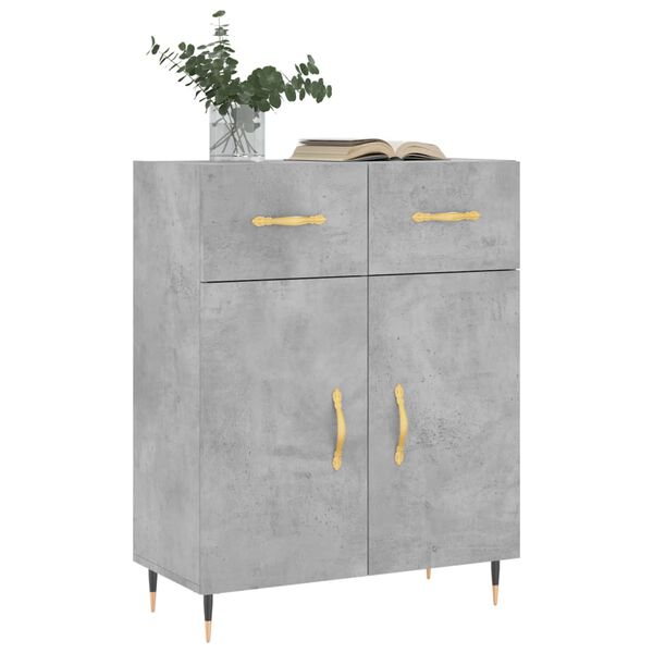 vidaXL Buffet gris b&eacute;ton 69,5x34x90 cm bois d'ing&eacute;nierie